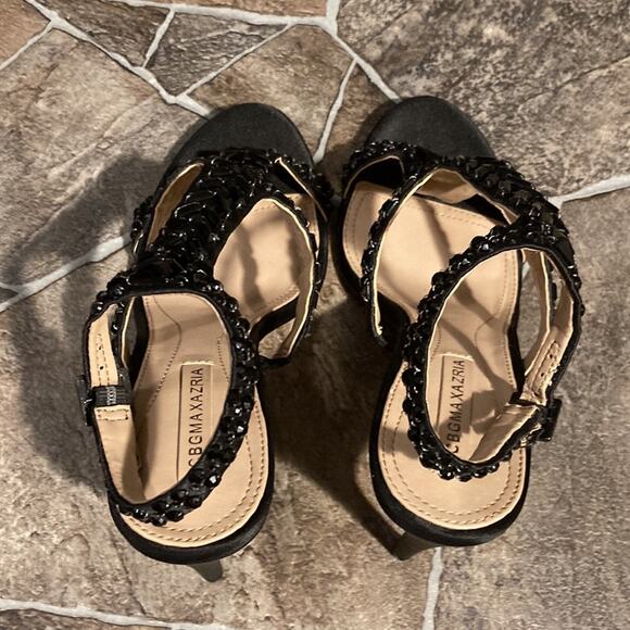 New BCBGMaxAzria Black Ping Beaded High Heels Sz 7 - Picture 8 of 9